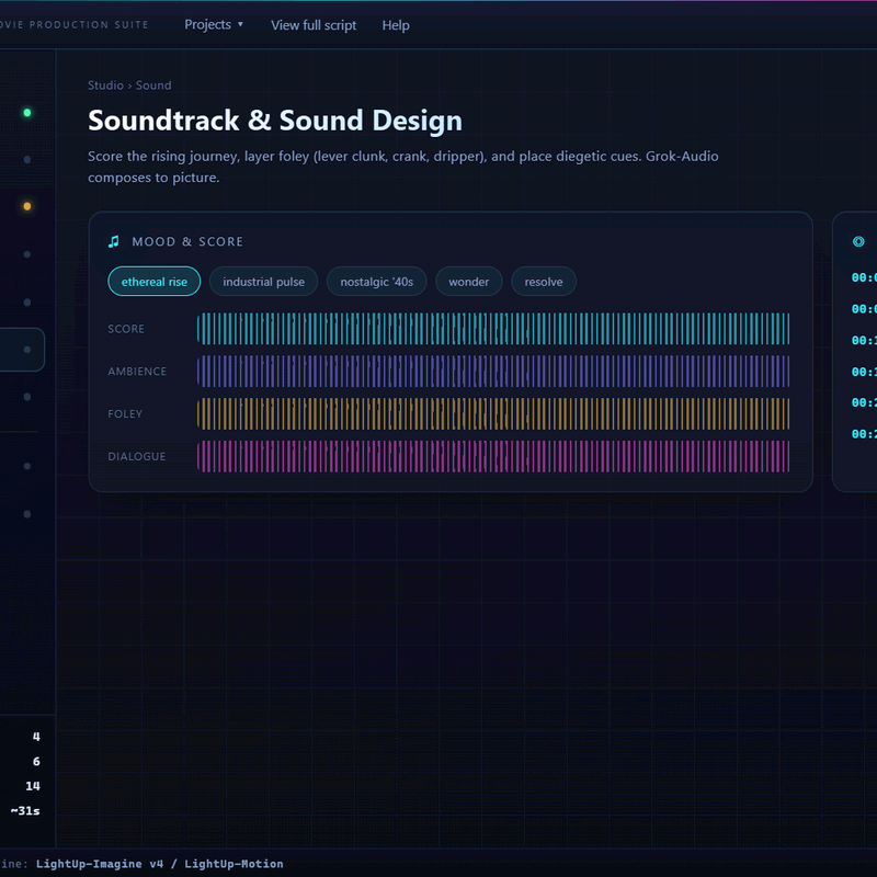 AI soundtrack and sound design: score, ambience and foley cues